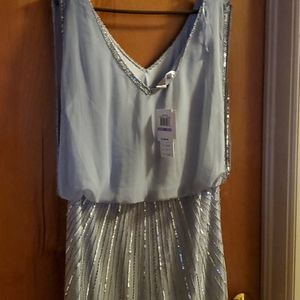 Brand new with tags JKARA Silver Sequined Gown
